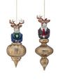 9" GLS GENTLEMEN DEER ORNAMENT 2/AST
