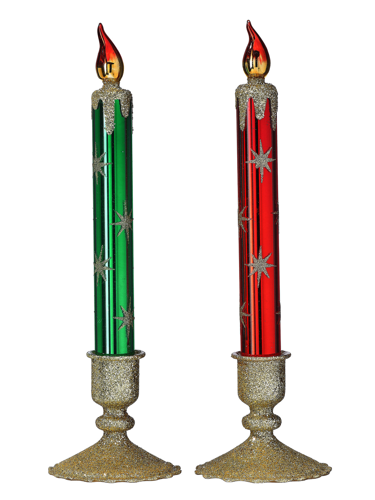 13.5" GLS RETRO CANDLE STICKS 2/AST