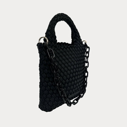 ah dorned Mia Woven Satin Crossbody Bag - Black