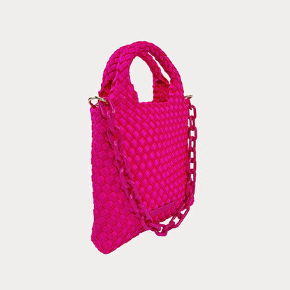 ah dorned Mia Woven Satin Crossbody Bag - Hot Pink