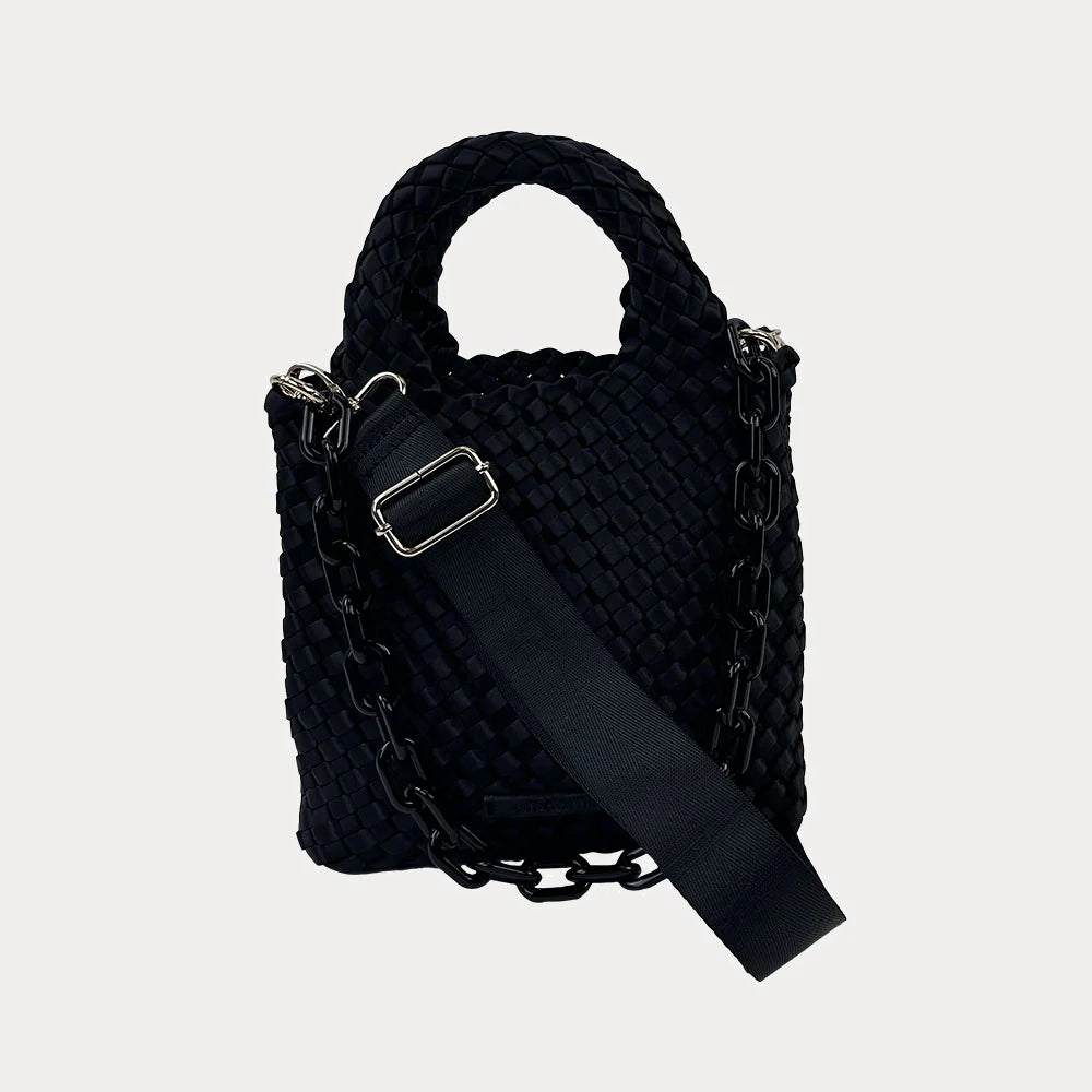 ah dorned Mia Woven Satin Crossbody Bag - Black