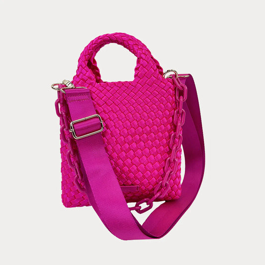 ah dorned Mia Woven Satin Crossbody Bag - Hot Pink