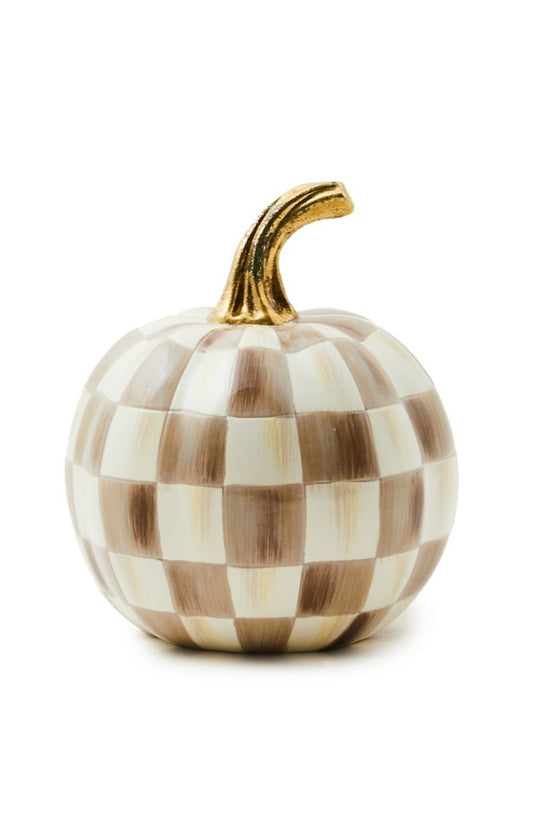 Mackenzie-Childs Mocha Check Mini Pumpkin