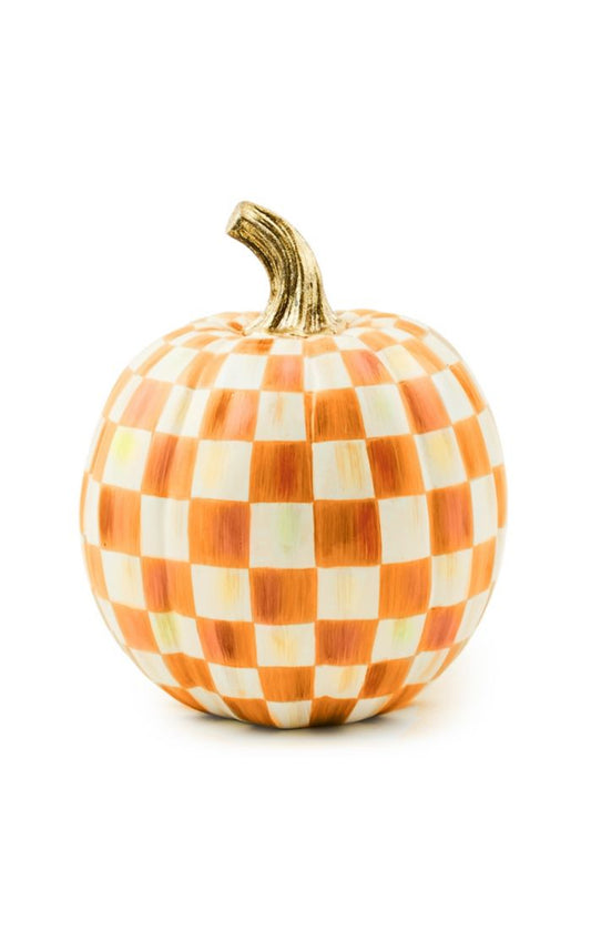 Mackenzie-Childs Orange Check Small Pumpkin