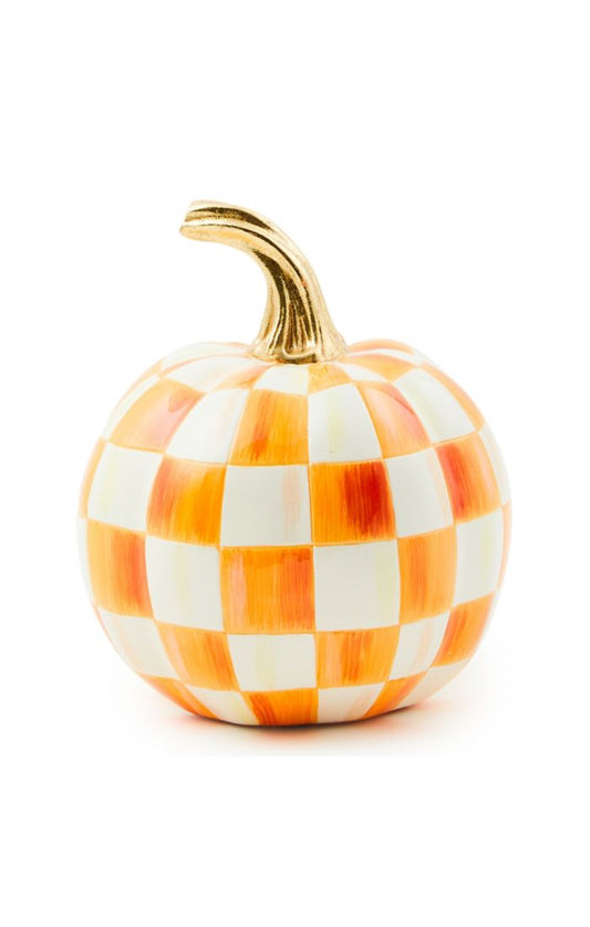 Mackenzie-Childs Orange Check Mini Pumpkin