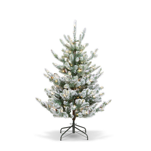 Blue Spruce Flocked Christmas Tree - 4.5' - Warm White LED Lights