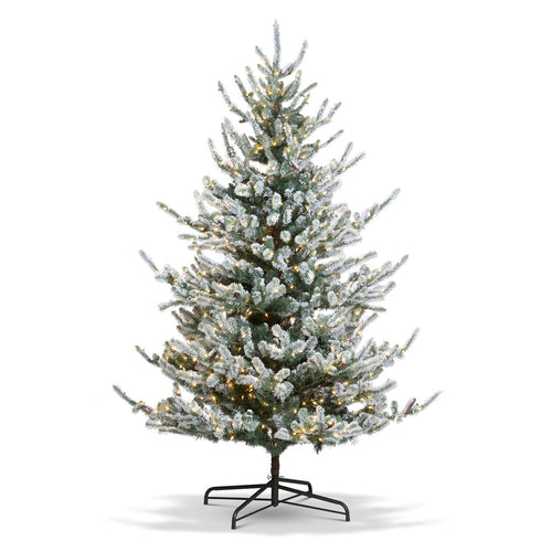 Blue Spruce Flocked Christmas Tree - 9' - Warm White LED Lights