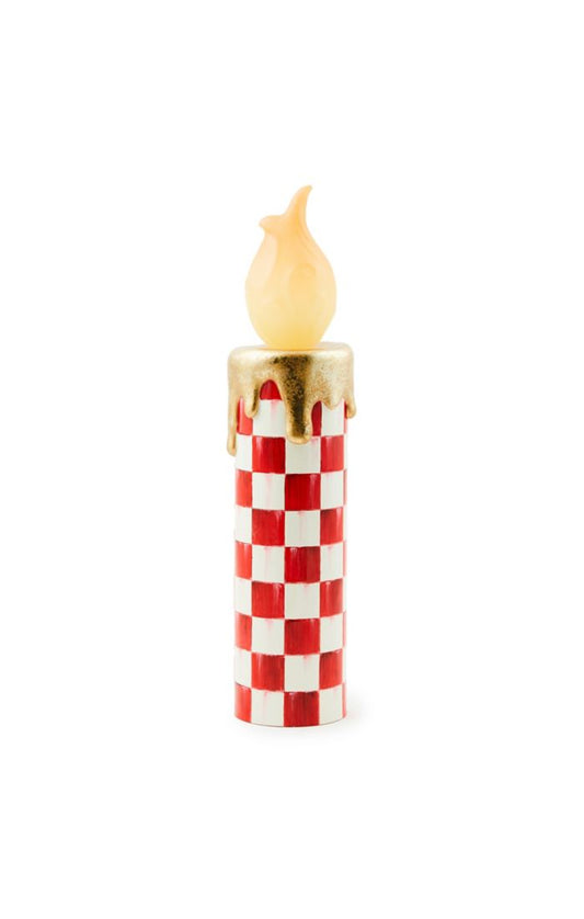 Mackenzie-Childs Cozy Christmas Illuminated Red Check Candle