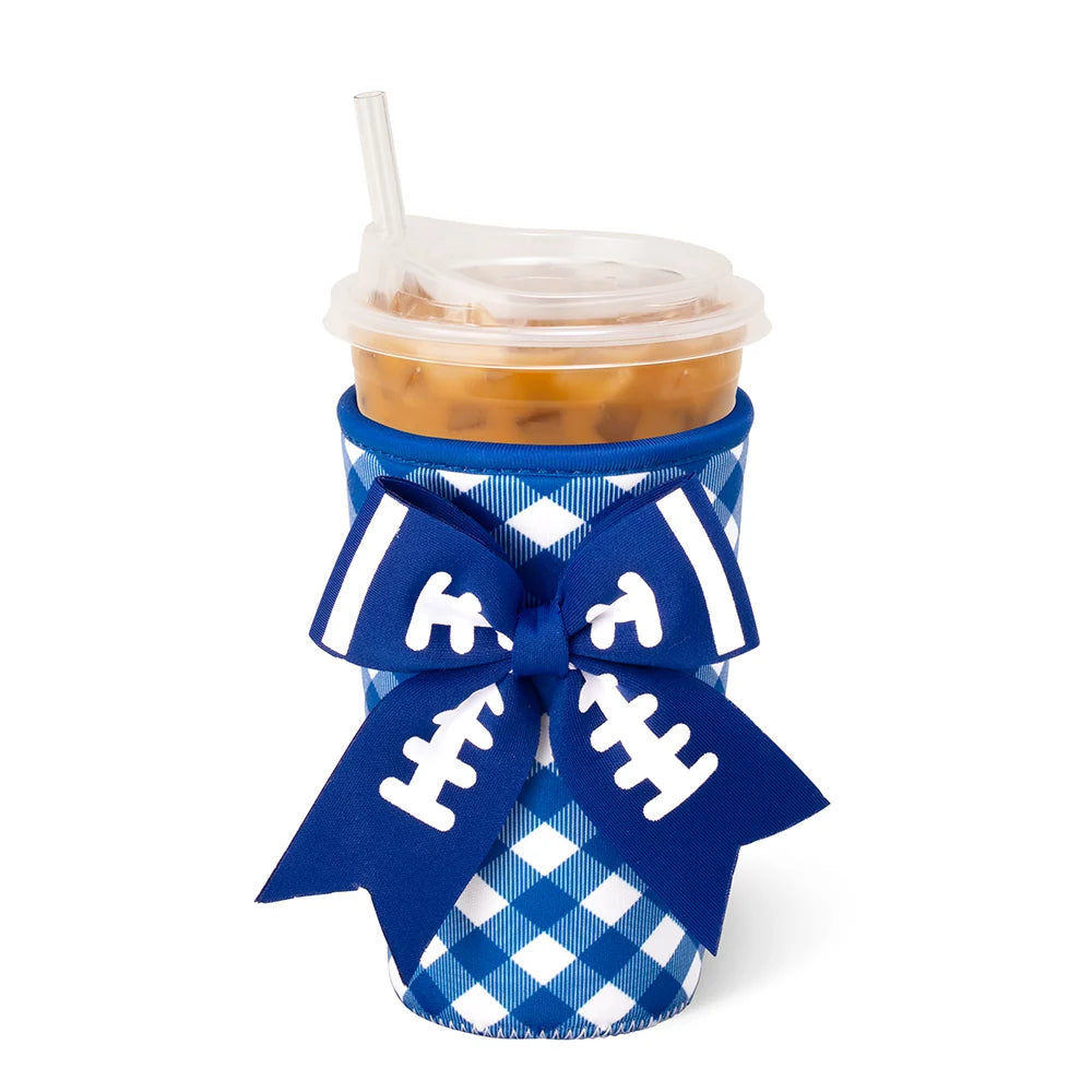 Gameday Gingham Royal + White Medium Iced Cup Coolie