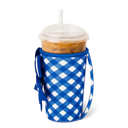 Gameday Gingham Royal + White Medium Iced Cup Coolie