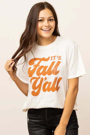 IT'S FALL Y'ALL ON WHITE TEE SHIRT