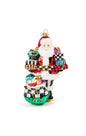 Santa with Gifts Glass Ornament