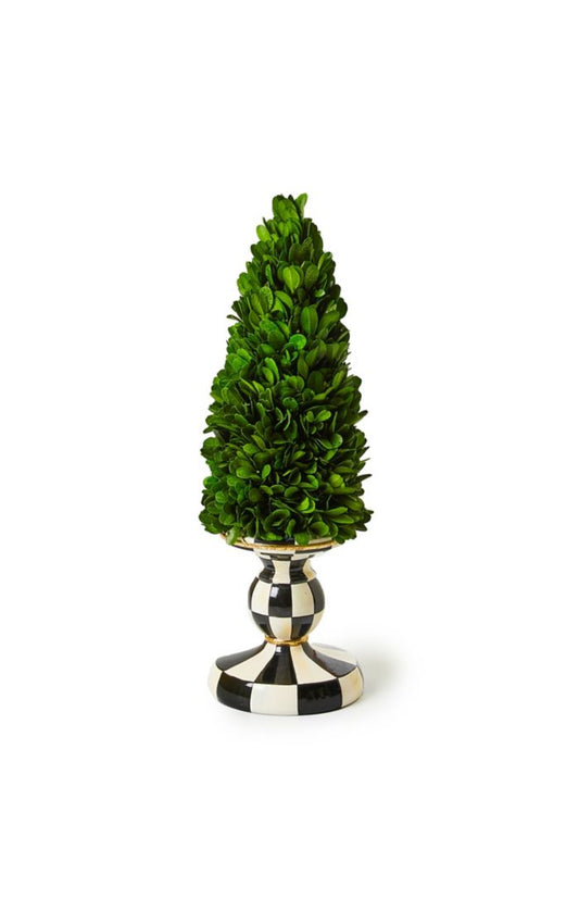 Mackenzie-Childs Courtly Check Small Pedestal Boxwood Tree