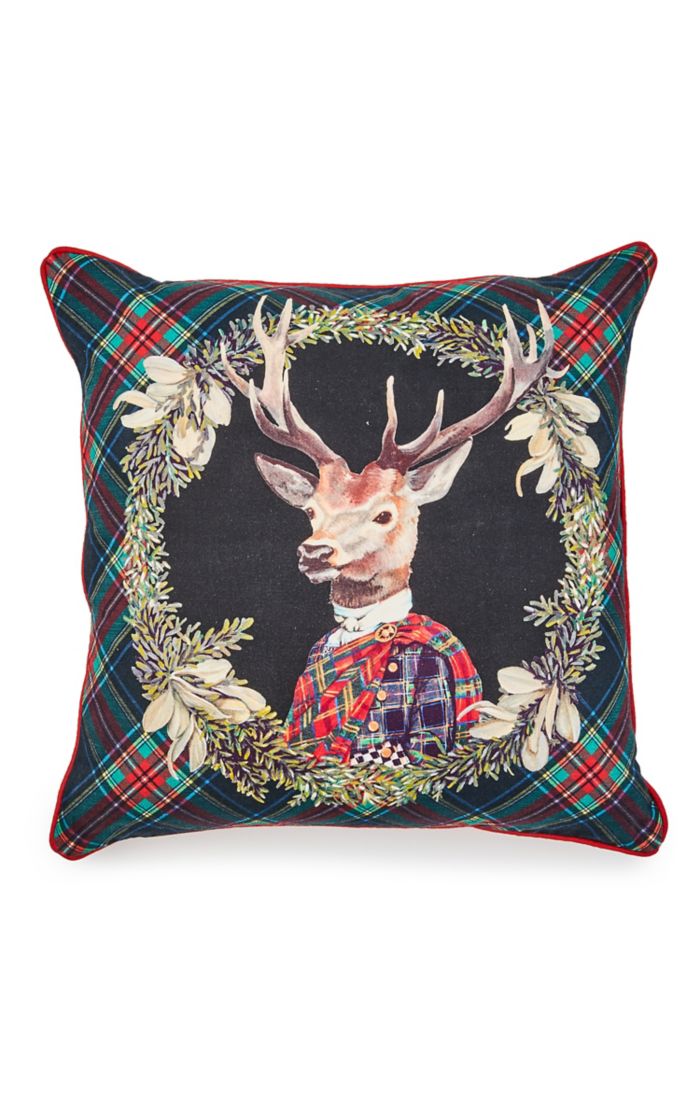 Mackenzie-Childs Tartan Stag Throw Pillow