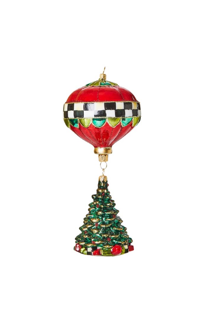 Mackenzie-Childs Cozy Christmas Balloon Tree Glass Ornament