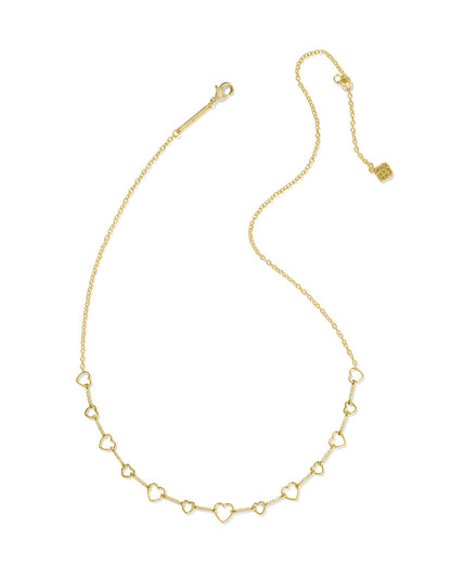 HAISLEY HEART STRAND NECKLACE GOLD WHITE CRYSTAL