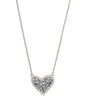 ARI HEART 20' PENDANT NECKLACE RHODIUM PLATINUM DRUSY