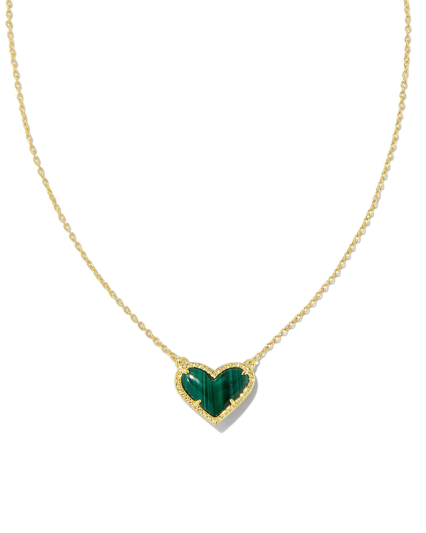 ARI HEART PENDANT NECKLACE GOLD GREEN MALACHITE