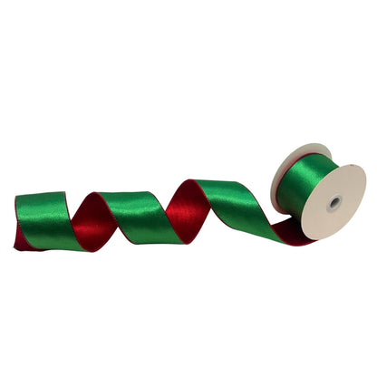 Red/Green Reversible Satin Ribbon 2.5" x 10yd