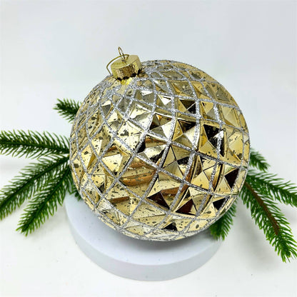 Mercury Finish Diamond Plastic Ball Orn. - Gold/Champ. 6"