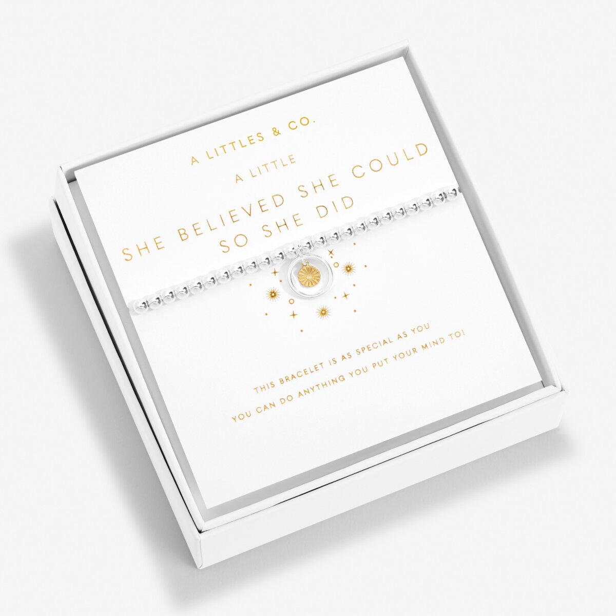 Boxed A Little 'She Believed She Could So She Did' Bracelet In Silver Plating And Gold-Tone Plating