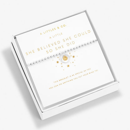 Boxed A Little 'She Believed She Could So She Did' Bracelet In Silver Plating And Gold-Tone Plating