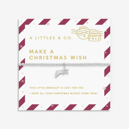Kids' Love From Santa 'Make A Christmas Wish' Bracelet In Silver Plating