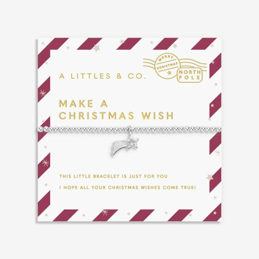 Kids' Love From Santa 'Make A Christmas Wish' Bracelet In Silver Plating
