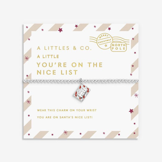 Kids' Love From Santa 'You're On The Nice List' Bracelet In Silver Plating