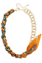 Colette Chain Scarf Necklace in Orange & Teal
