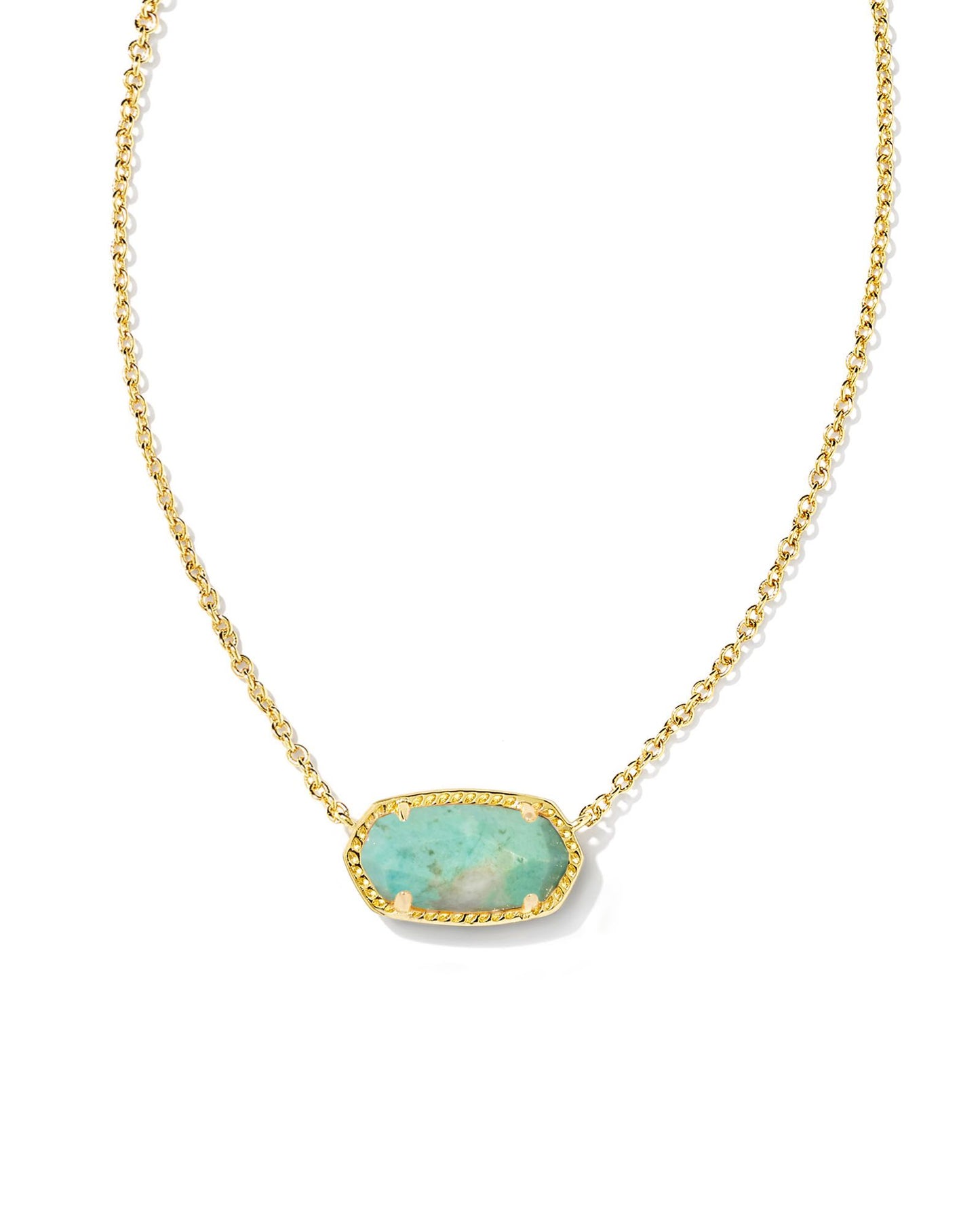 ELISA SHORT PENDANT NECKLACE GOLD SEA GREEN