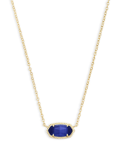 ELISA SHORT PENDANT NECKLACE GOLD COBALT CATS EYE