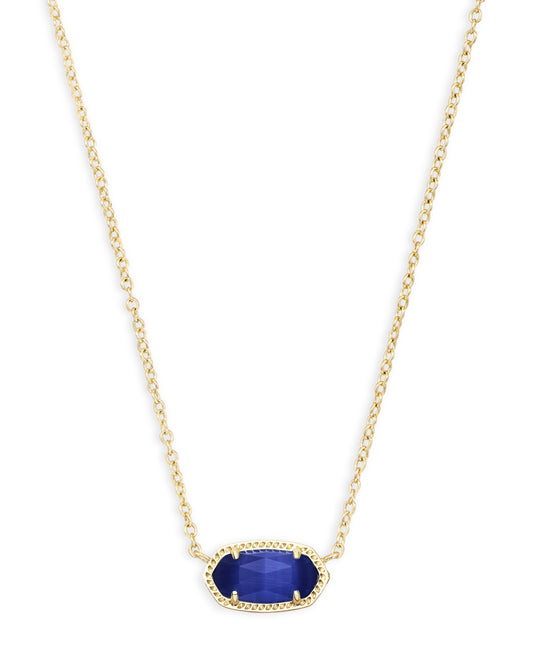 ELISA SHORT PENDANT NECKLACE GOLD COBALT CATS EYE