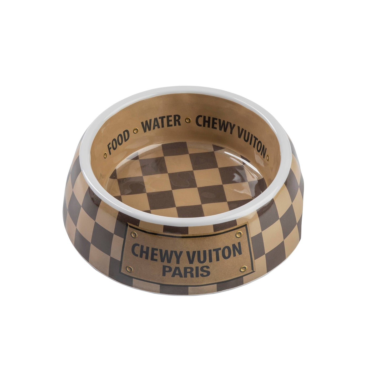 Checker Chewy Vuiton Bowl -  Dog Bowls: Medium