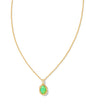 DAPHNE FRAMED SHORT PENDANT NECKLACE GOLD BRIGHT GREEN KYOCERA OPAL