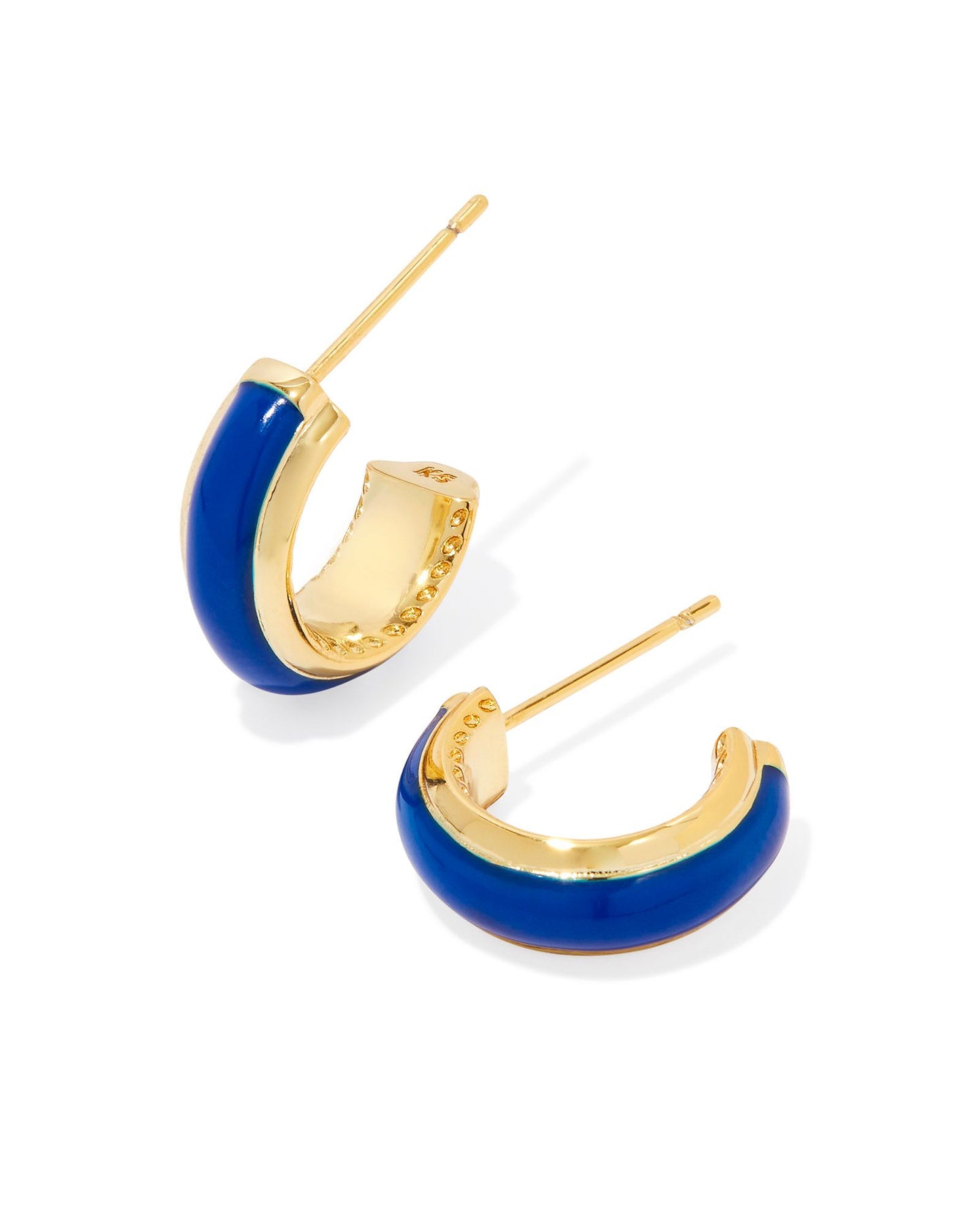 AINSLEY HUGGIE EARRINGS GOLD BLUE ENAMEL