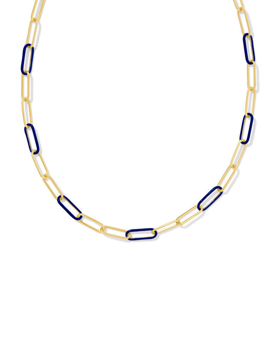 AINSLEY CONVERTIBLE CHAIN NECKLACE GOLD NAVY ENAMEL