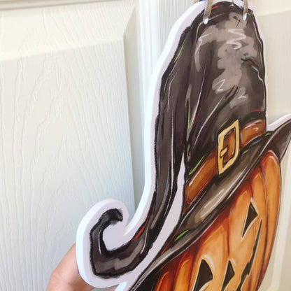 Jack-O'-Lantern Pumpkin Halloween Door Hanger - Fall Decor