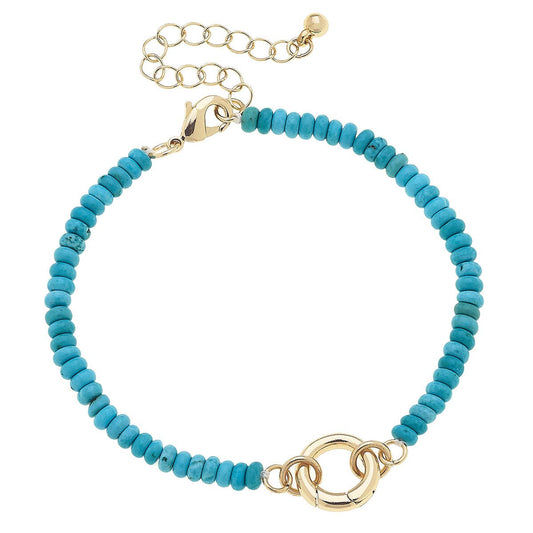 Lucy Gemstone Beaded Charm Bracelet Base in Turquoise