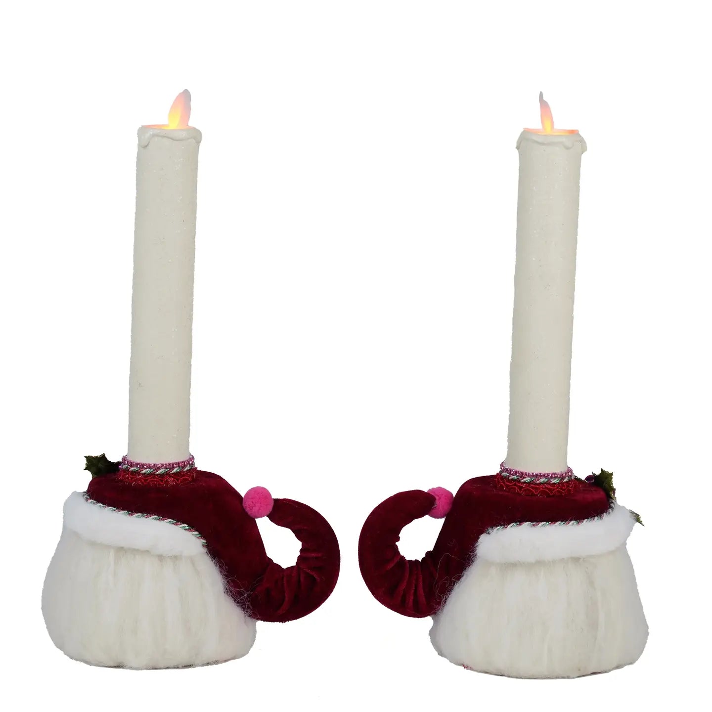 Merry Santa Head Candle Holders Set of 2 by Katherine's Collection