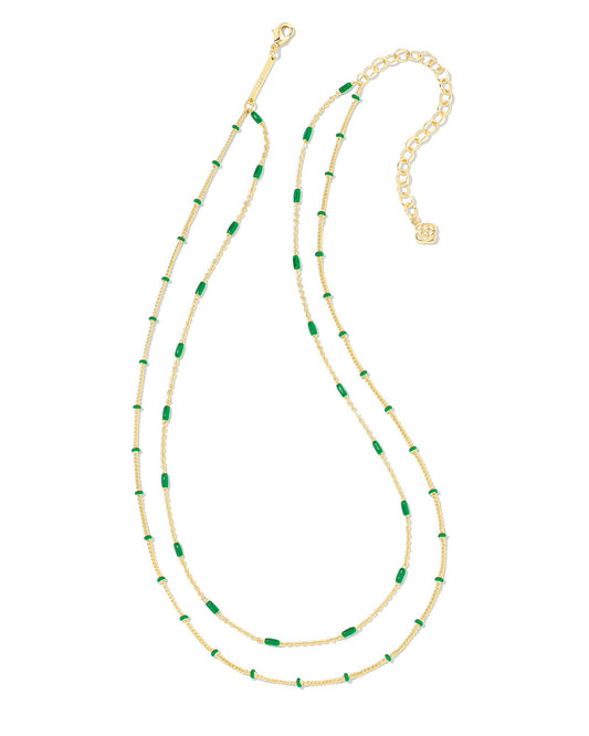 DOTTIE MULTI STRAND NECKLACE GOLD EMERALD