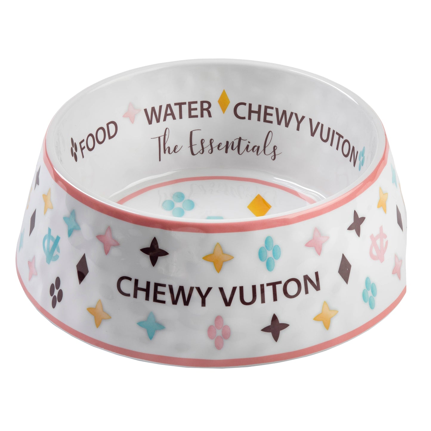 White Chewy Vuiton Dog Bowl - 3 Sizes!! Dog Food Bowl: Medium