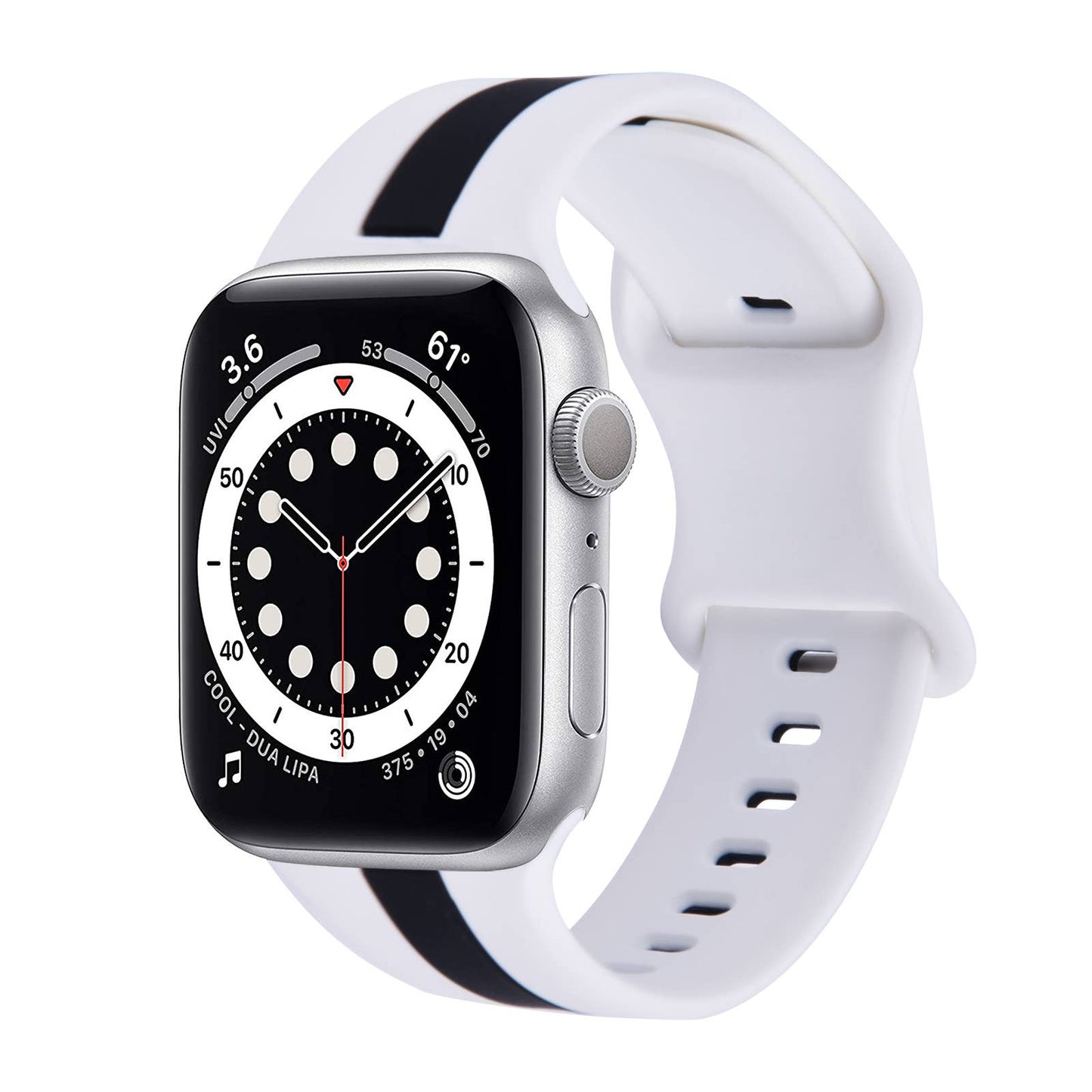 Apple Watch Silicone Band With Bee Charm Stud: 38/40/41mm / Gold / White/Black