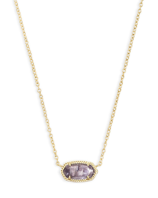 ELISA SHORT PENDANT NECKLACE GOLD PURPLE AMETHYST