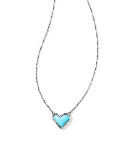 ARI HEART PENDANT NECKLACE SILVER TURQUOISE MAGNESITE