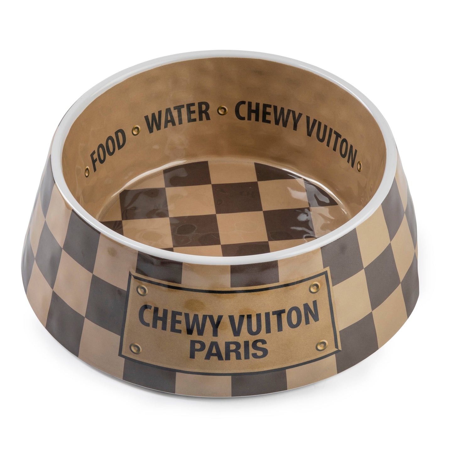 Checker Chewy Vuiton Bowl -  Dog Bowls: Medium