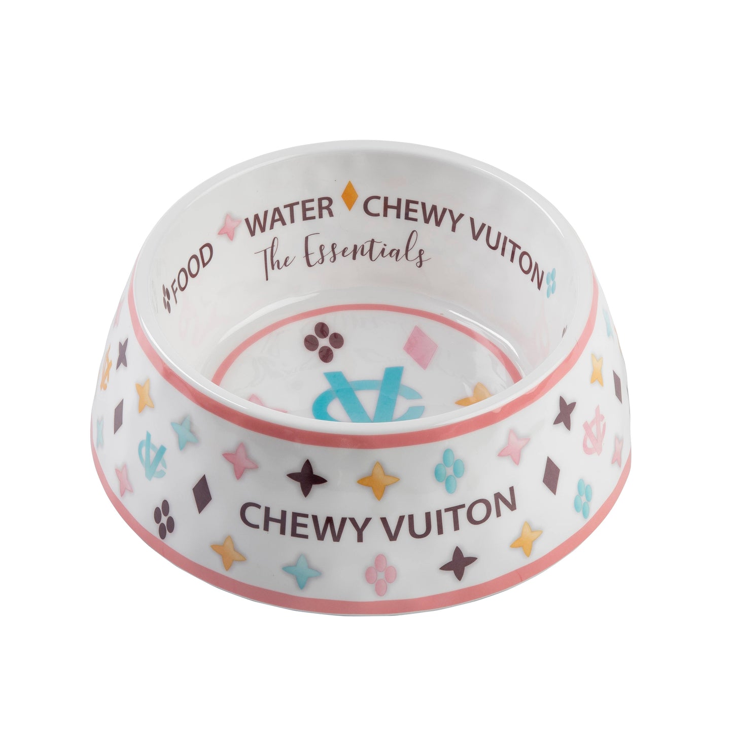 White Chewy Vuiton Dog Bowl - 3 Sizes!! Dog Food Bowl: Medium