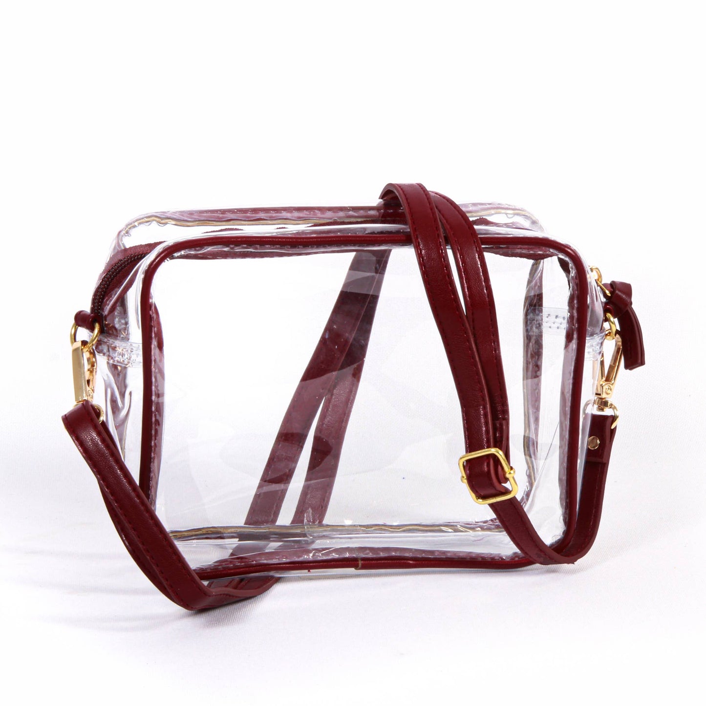 Bridget Clear Purse with Vegan Leather Trim and Straps - Mar