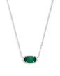 ELISA SHORT PENDANT NECKLACE RHODIUM EMERALD CATS EYE