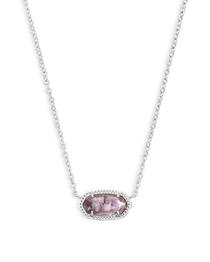 ELISA SHORT PENDANT NECKLACE RHODIUM PURPLE AMETHYST